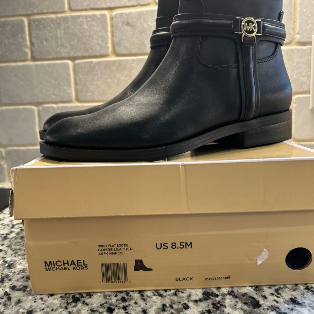 Michael Kors Black Ankle Booties with Gold Hardware - Picture 9 of 9